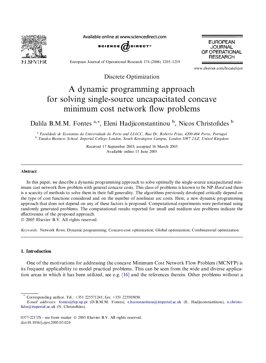 A dynamic programming approach for solving single-source uncapacitated concave minimum cost network flow problems