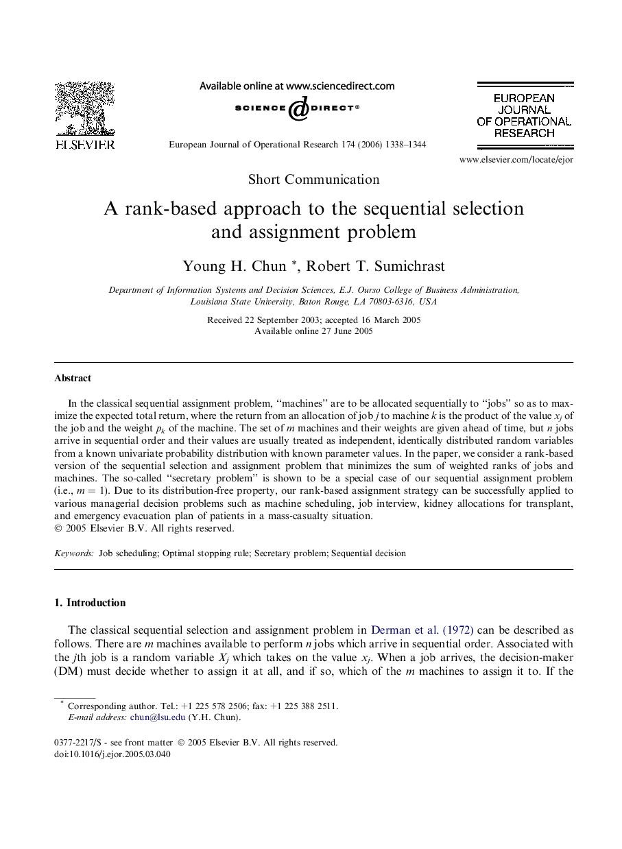 A rank-based approach to the sequential selection and assignment problem
