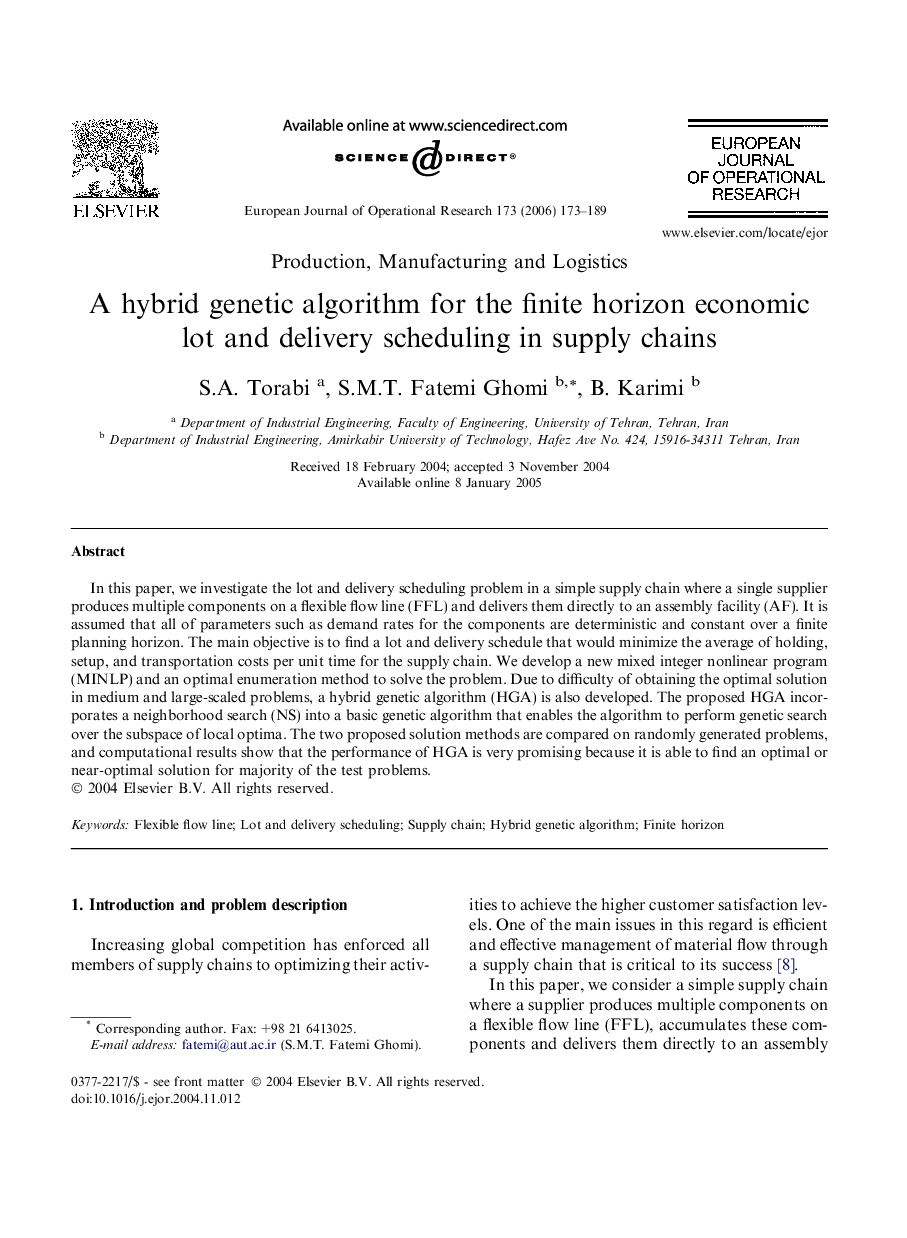 A hybrid genetic algorithm for the finite horizon economic lot and delivery scheduling in supply chains