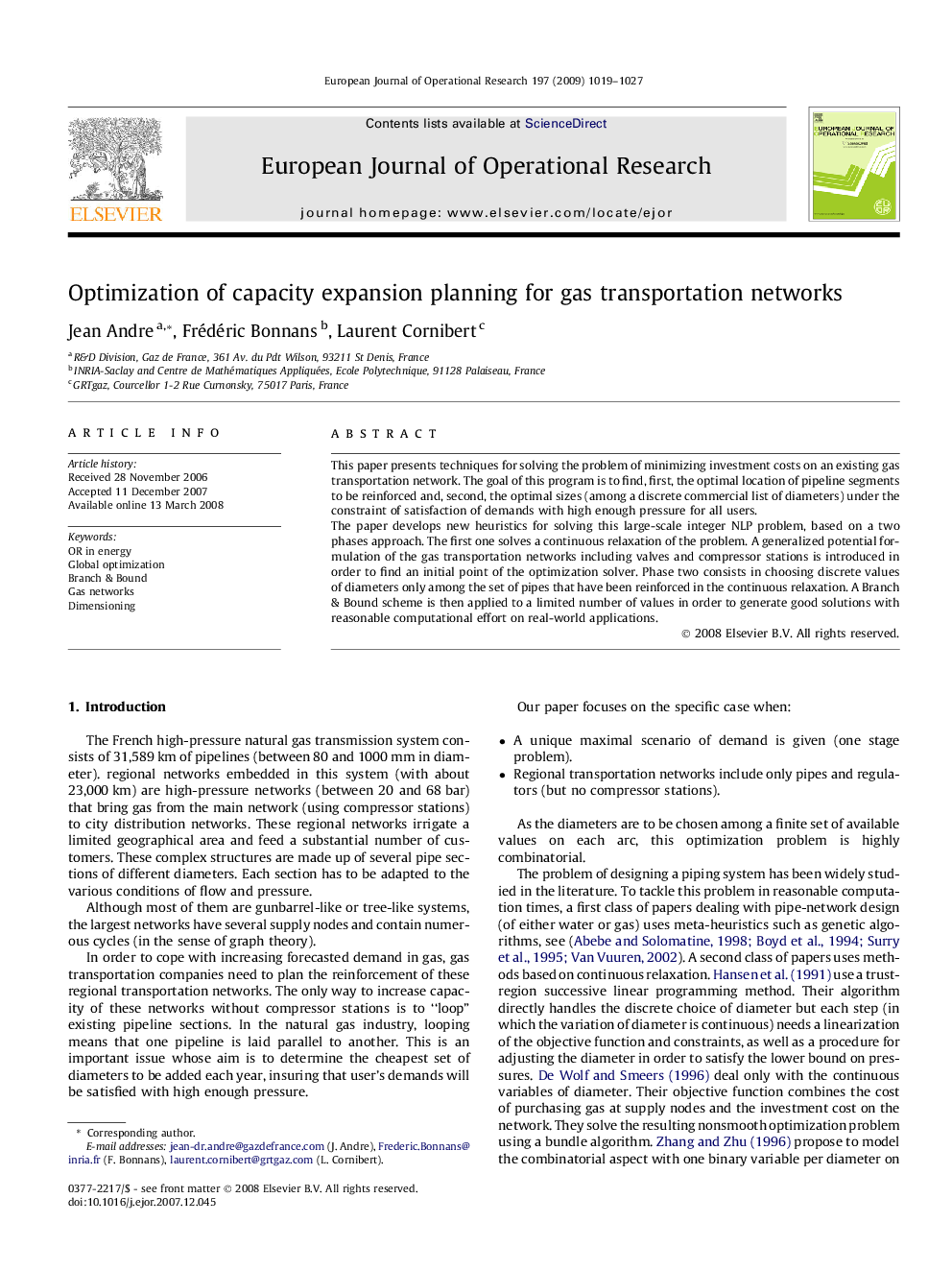 Optimization of capacity expansion planning for gas transportation networks