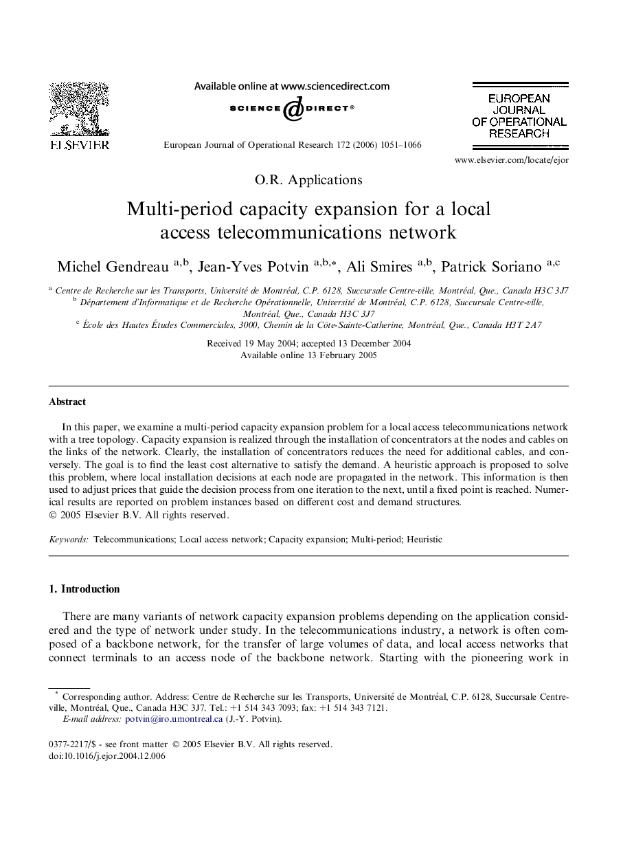 Multi-period capacity expansion for a local access telecommunications network