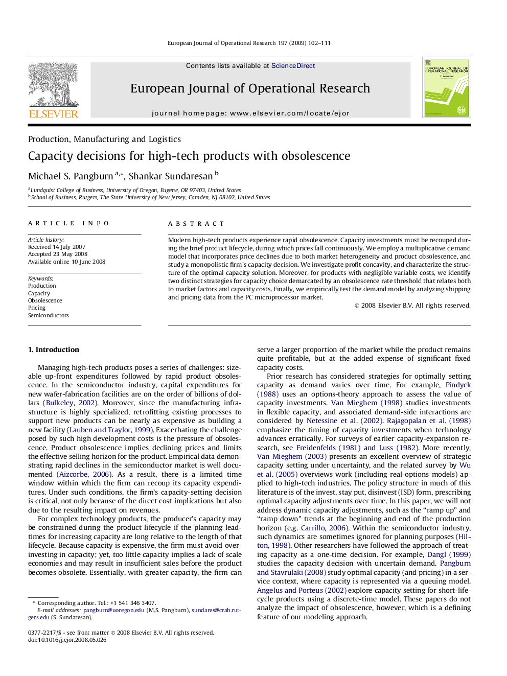 Capacity decisions for high-tech products with obsolescence