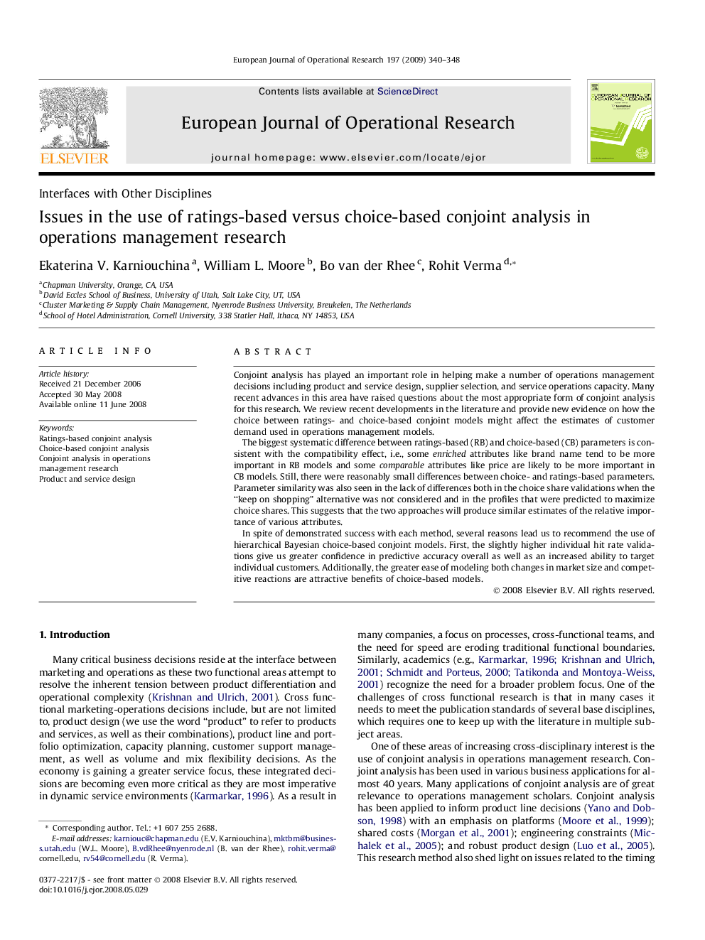 Issues in the use of ratings-based versus choice-based conjoint analysis in operations management research