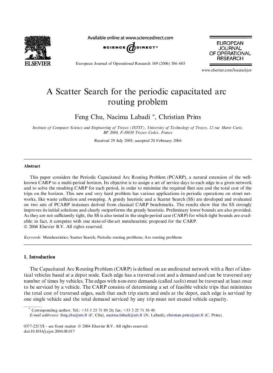 A Scatter Search for the periodic capacitated arc routing problem