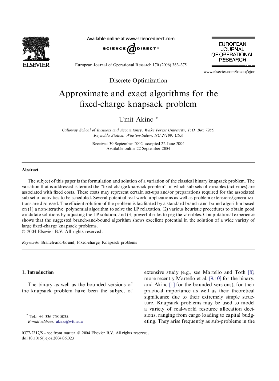 Approximate and exact algorithms for the fixed-charge knapsack problem