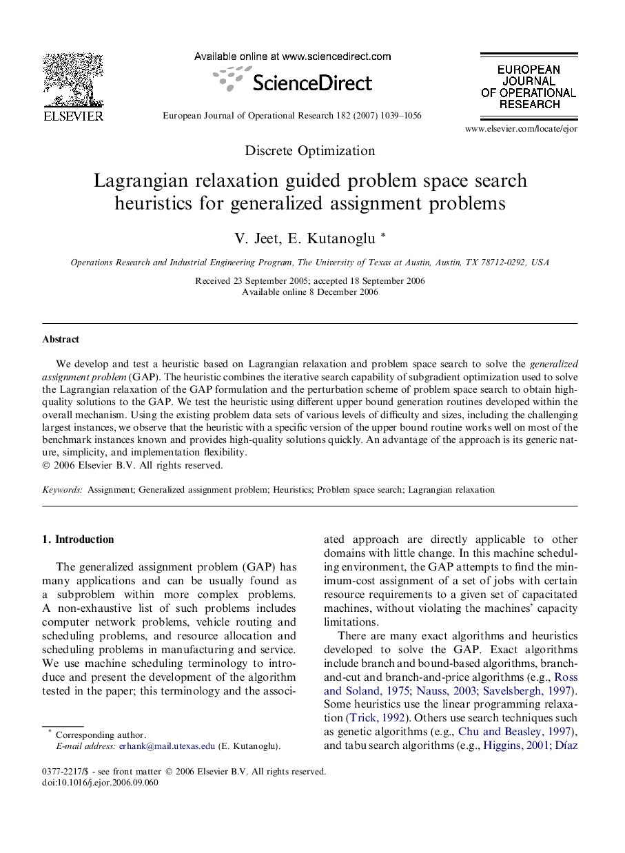 Lagrangian relaxation guided problem space search heuristics for generalized assignment problems