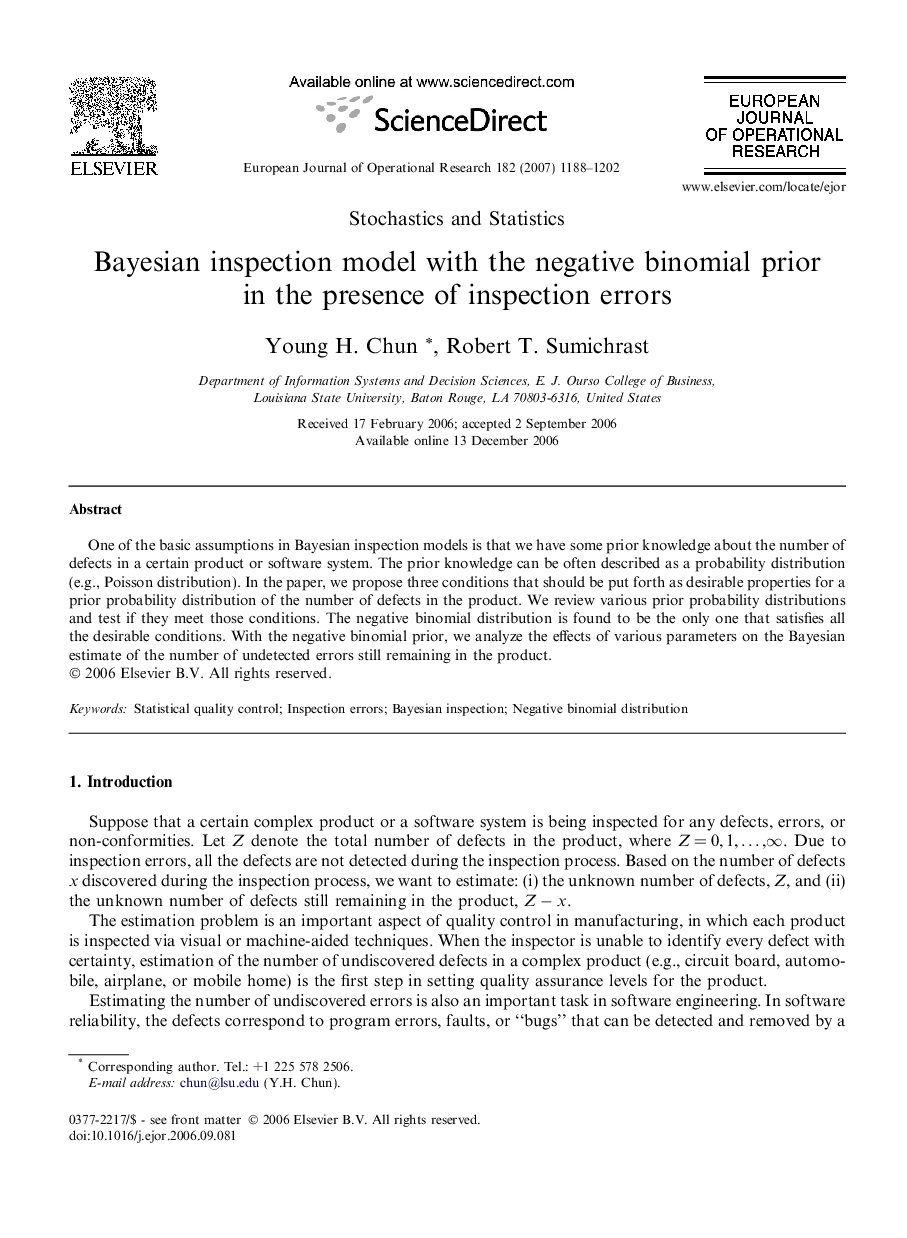 Bayesian inspection model with the negative binomial prior in the presence of inspection errors