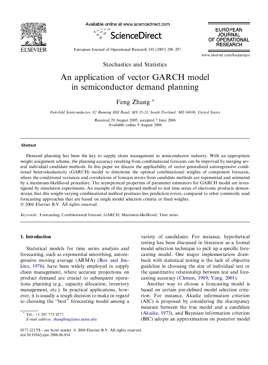 An application of vector GARCH model in semiconductor demand planning