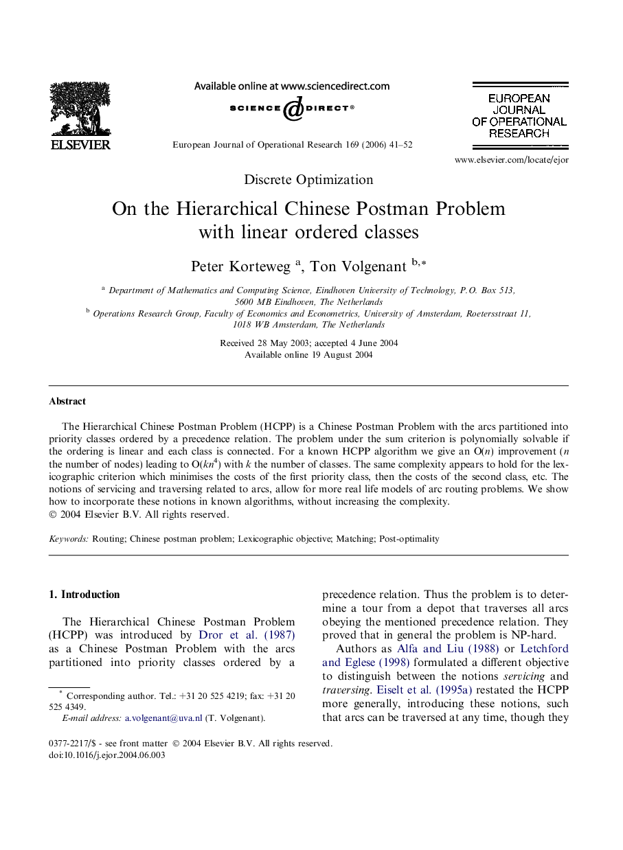 On the Hierarchical Chinese Postman Problem with linear ordered classes