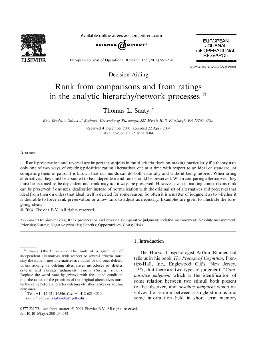 Rank from comparisons and from ratings in the analytic hierarchy/network processes 