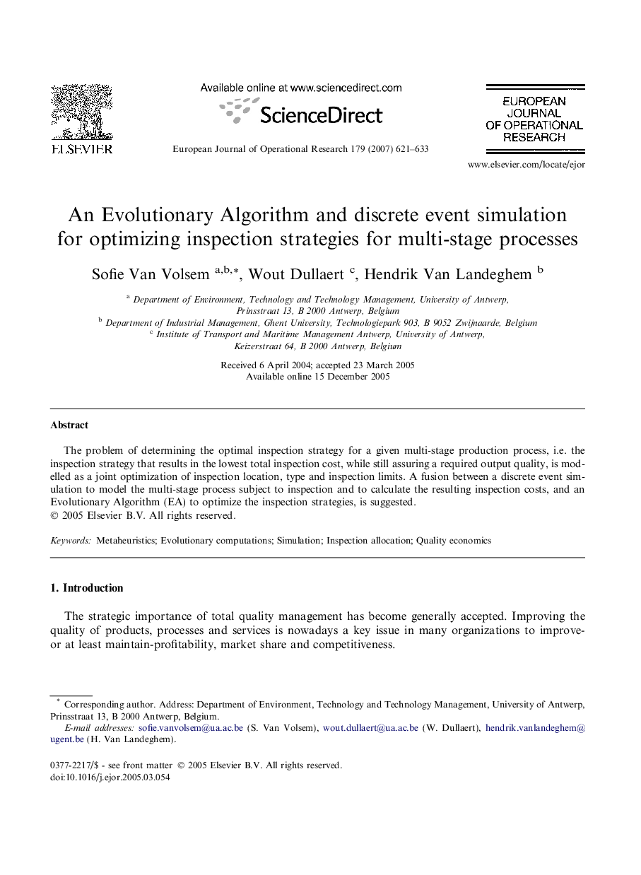 An Evolutionary Algorithm and discrete event simulation for optimizing inspection strategies for multi-stage processes