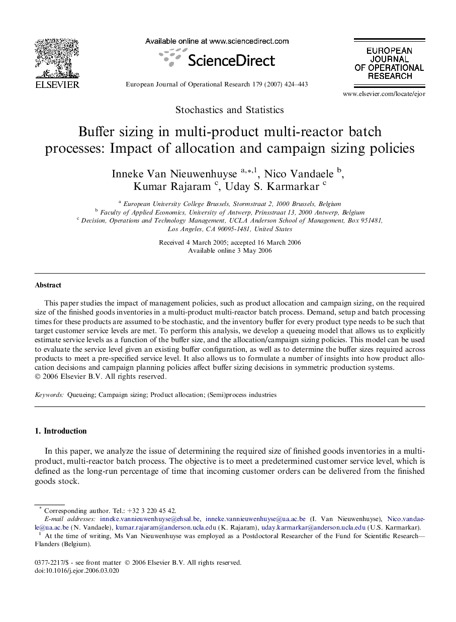 Buffer sizing in multi-product multi-reactor batch processes: Impact of allocation and campaign sizing policies