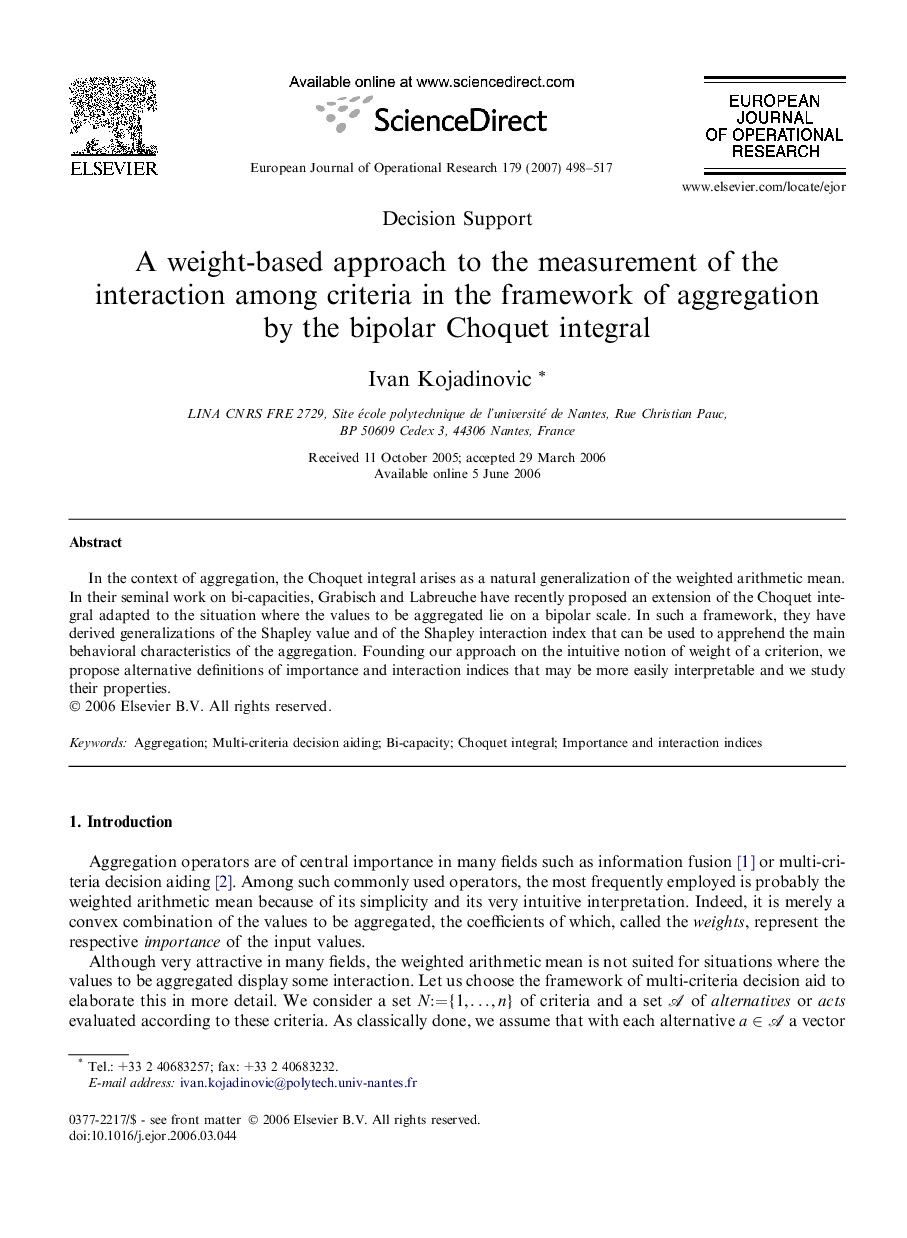 A weight-based approach to the measurement of the interaction among criteria in the framework of aggregation by the bipolar Choquet integral