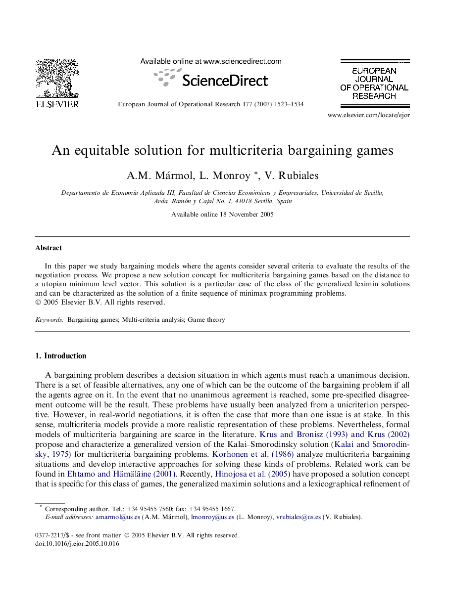 An equitable solution for multicriteria bargaining games