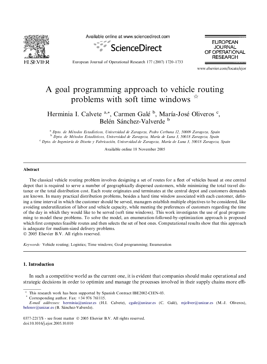 A goal programming approach to vehicle routing problems with soft time windows 