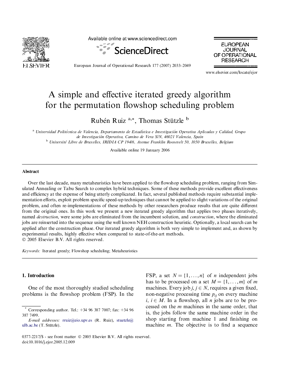 A simple and effective iterated greedy algorithm for the permutation flowshop scheduling problem