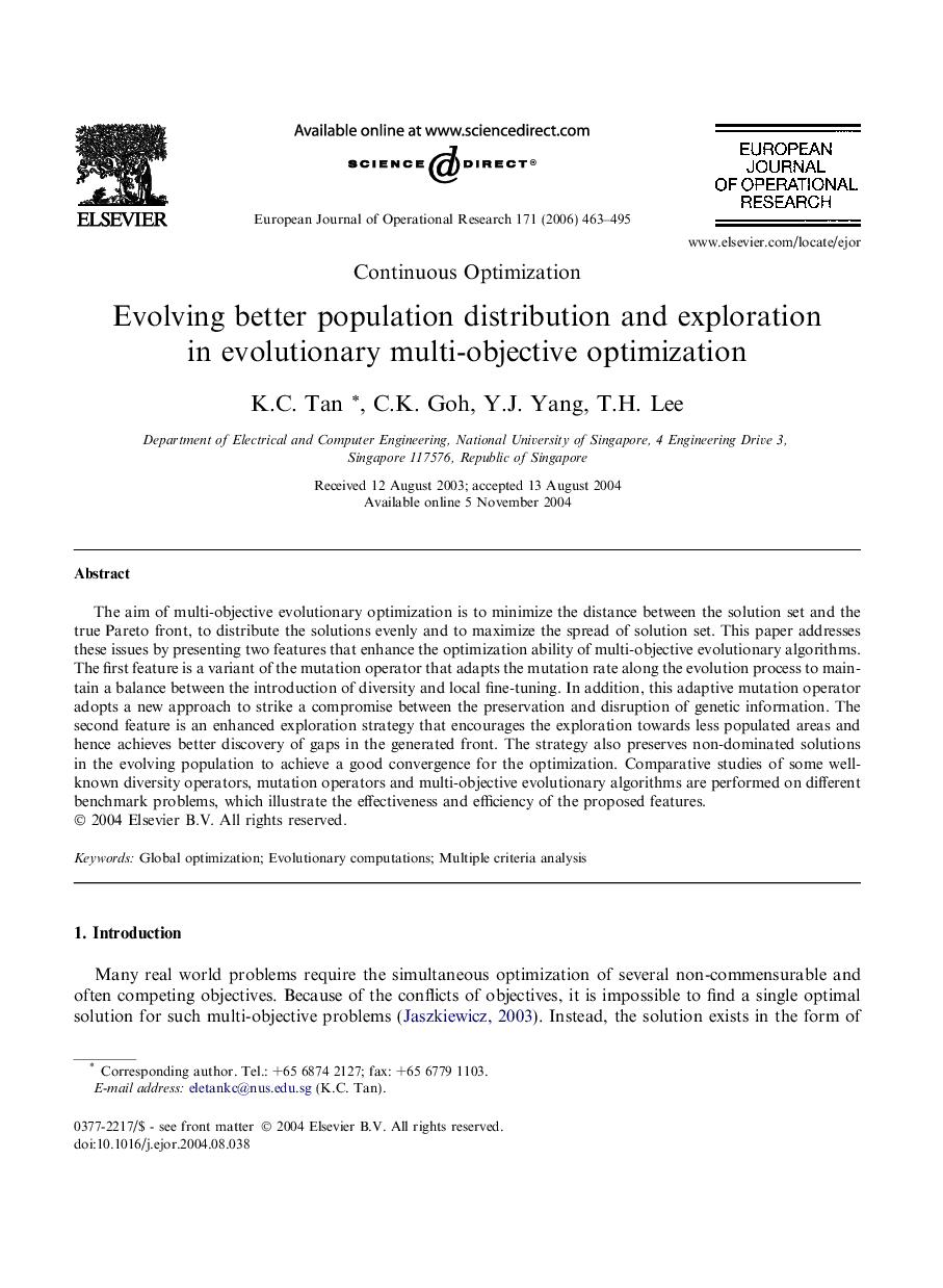 Evolving better population distribution and exploration in evolutionary multi-objective optimization