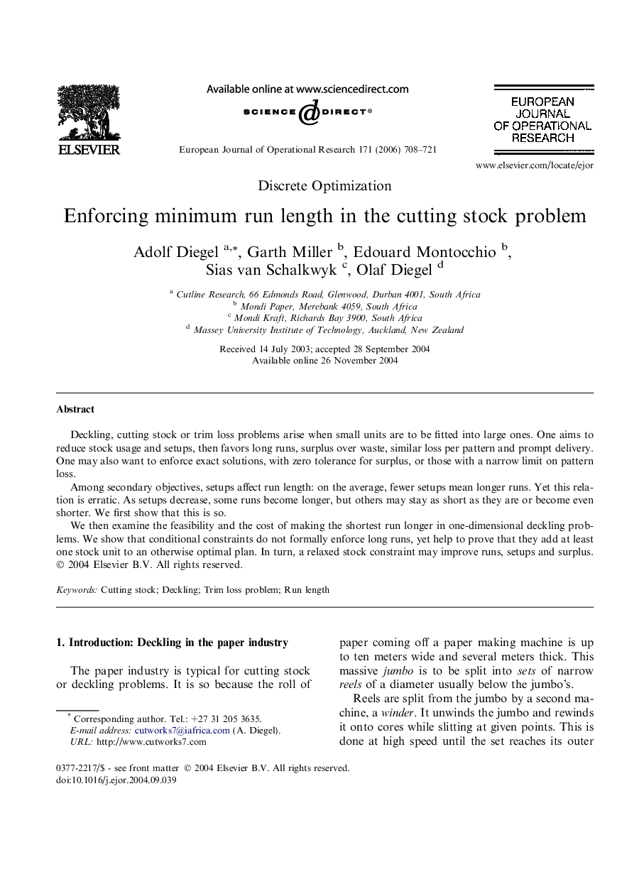 Enforcing minimum run length in the cutting stock problem