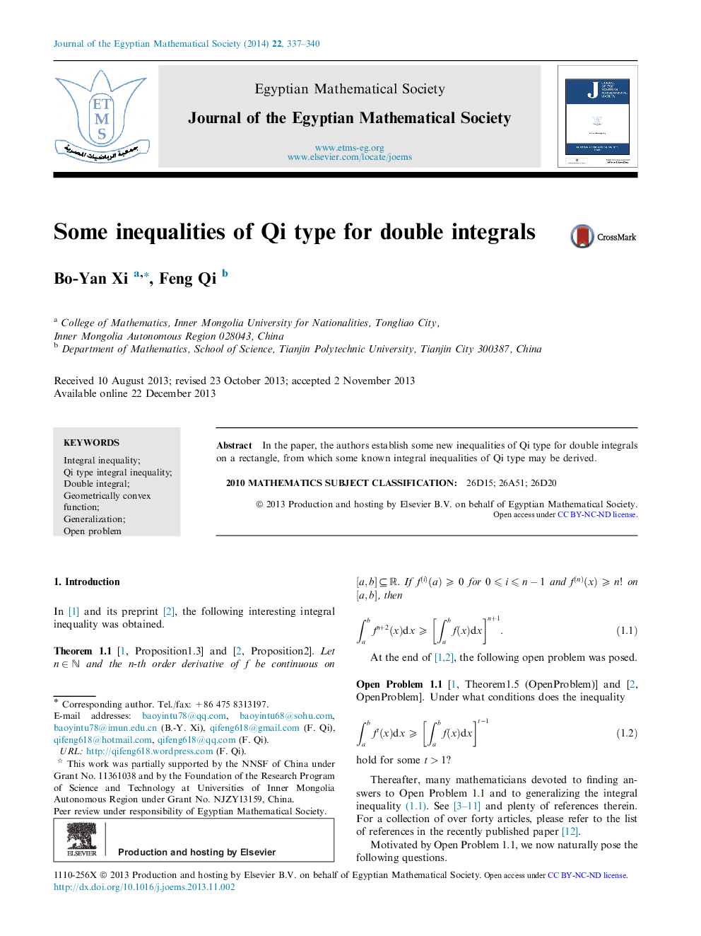 Some inequalities of Qi type for double integrals 