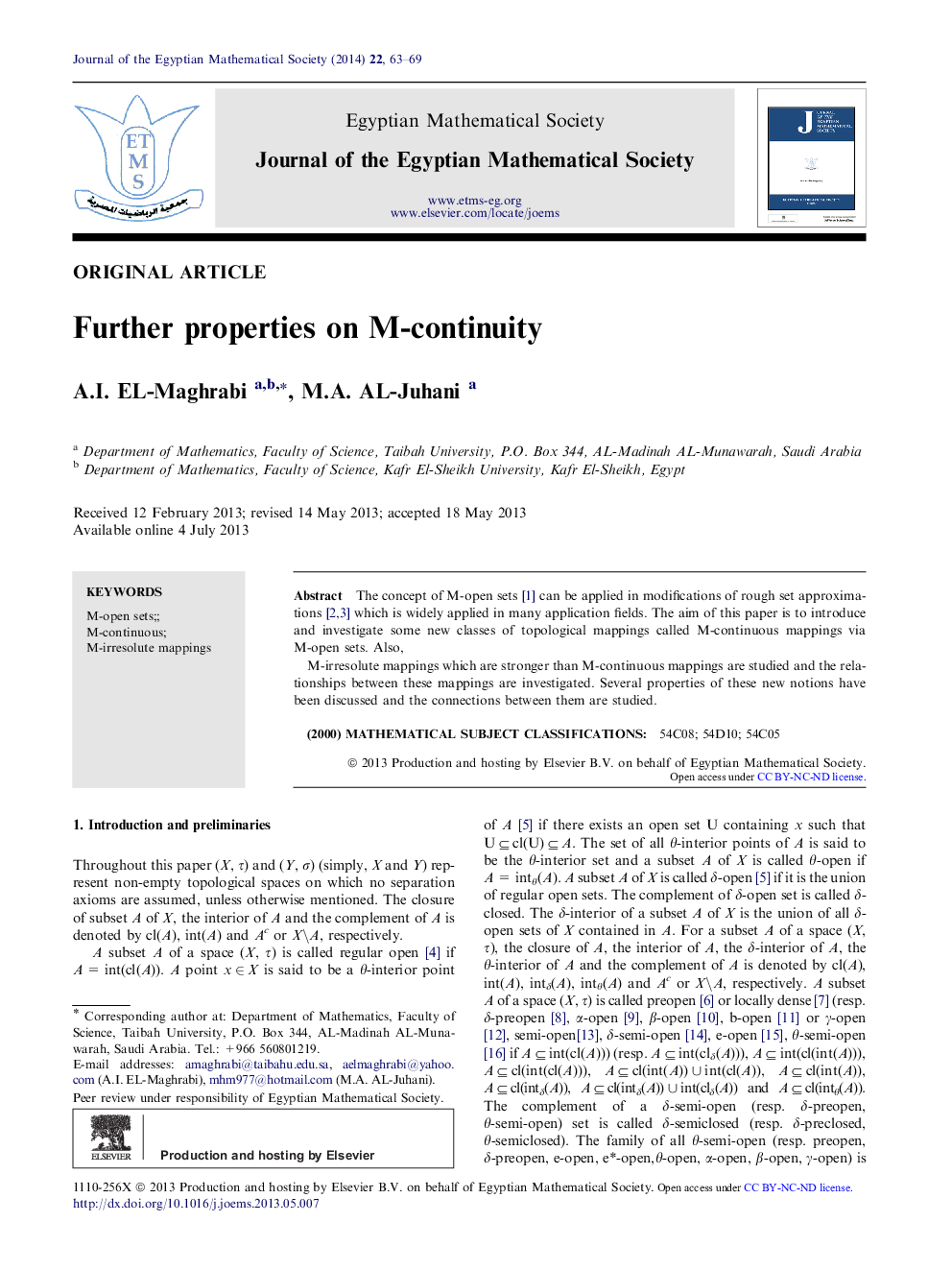 Further properties on M-continuity 