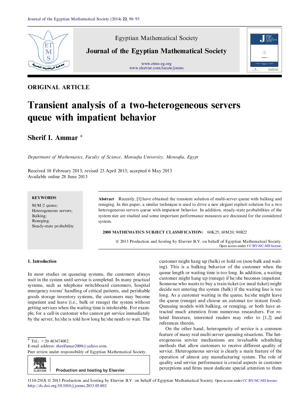 Transient analysis of a two-heterogeneous servers queue with impatient behavior 