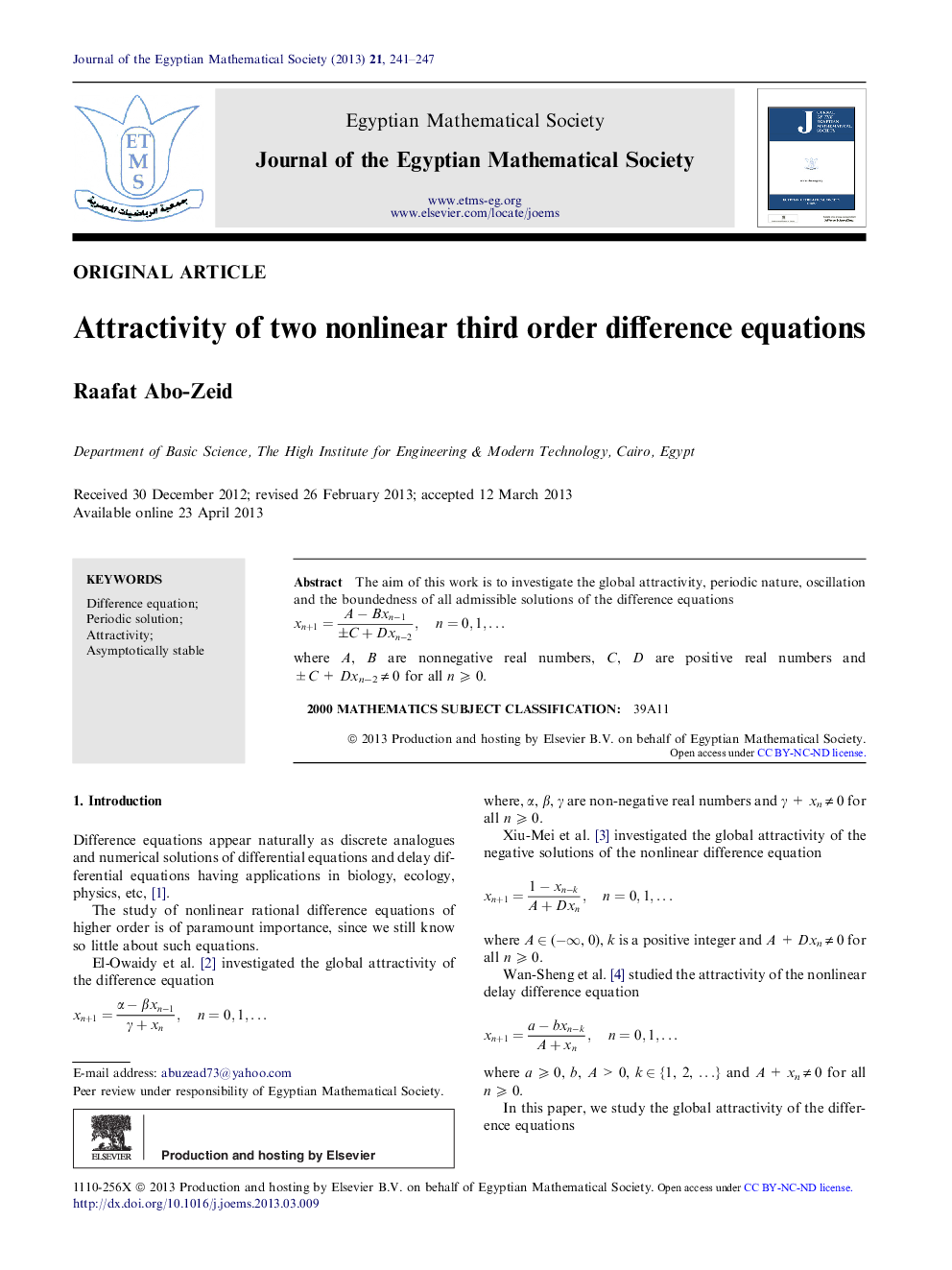 Attractivity of two nonlinear third order difference equations 