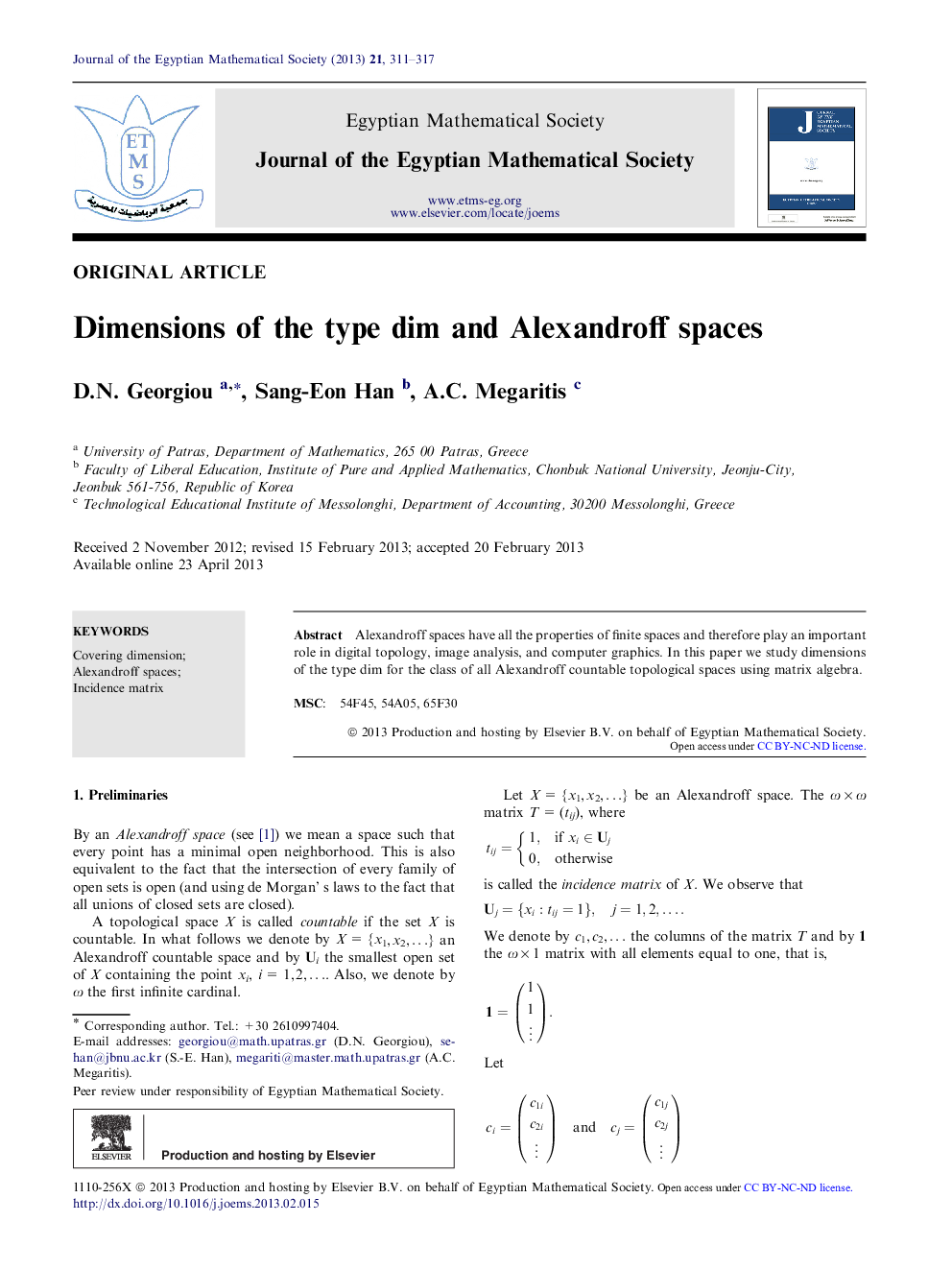 Dimensions of the type dim and Alexandroff spaces 