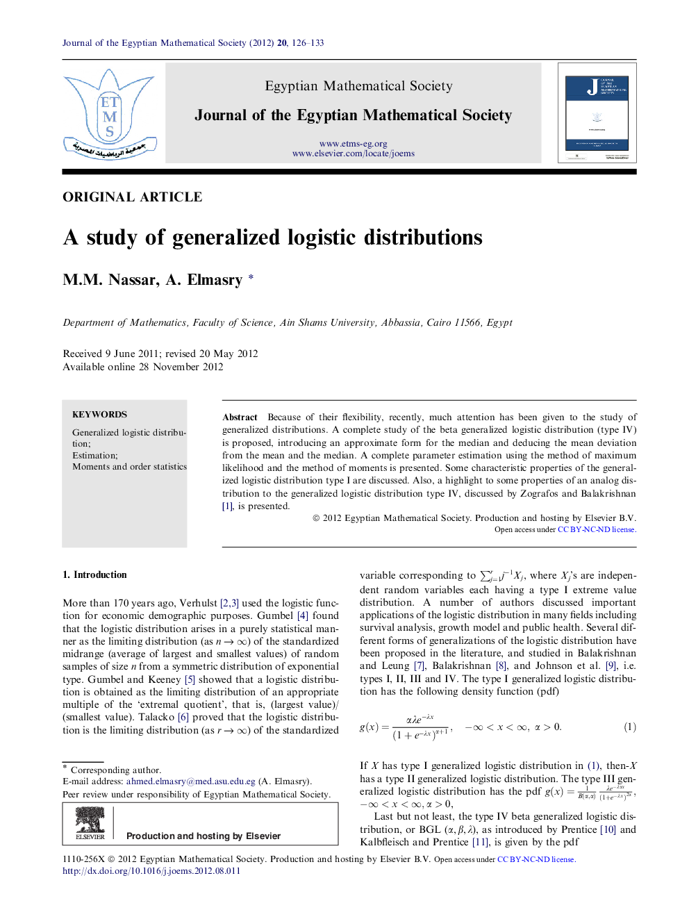 A study of generalized logistic distributions 