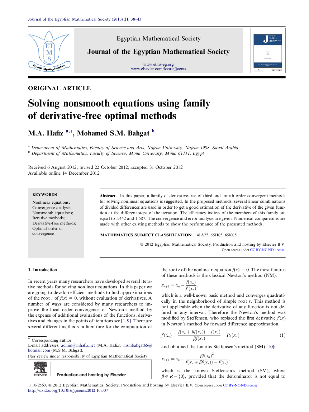 Solving nonsmooth equations using family of derivative-free optimal methods 