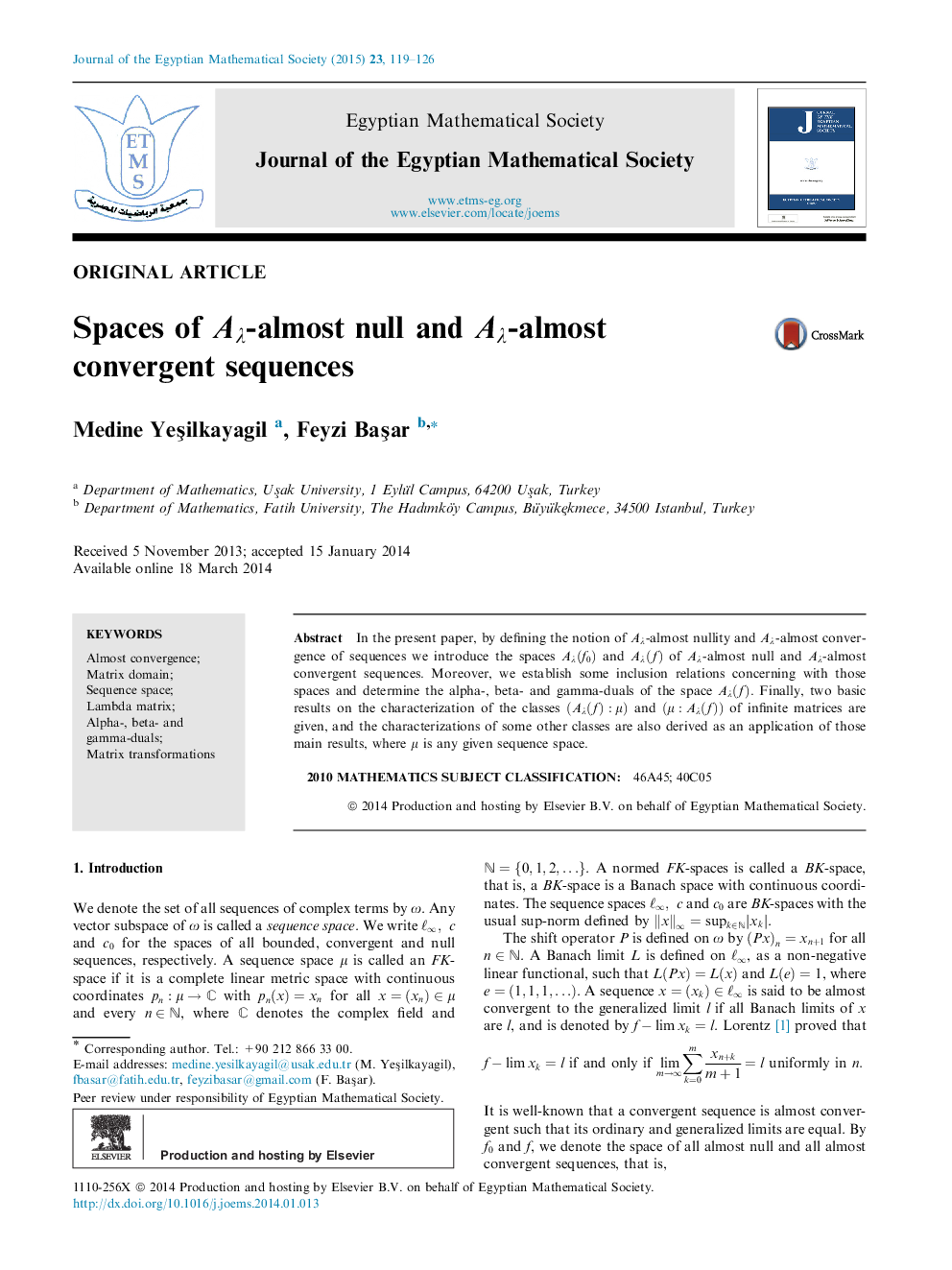 Spaces of AλAλ-almost null and AλAλ-almost convergent sequences 