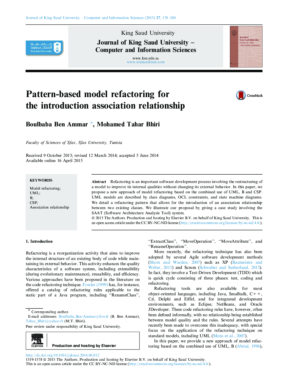 Pattern-based model refactoring for the introduction association relationship 