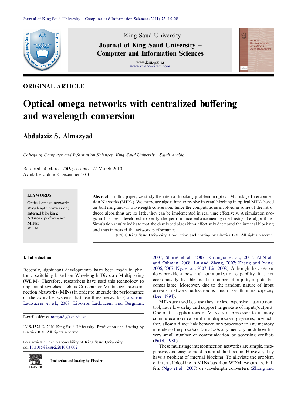 Optical omega networks with centralized buffering and wavelength conversion