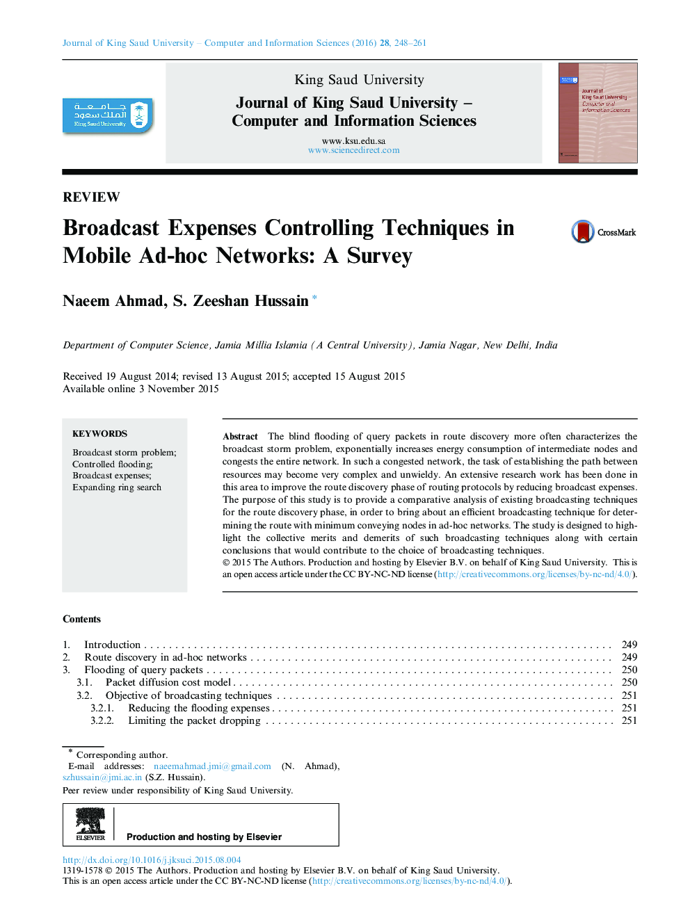 Broadcast Expenses Controlling Techniques in Mobile Ad-hoc Networks: A Survey 