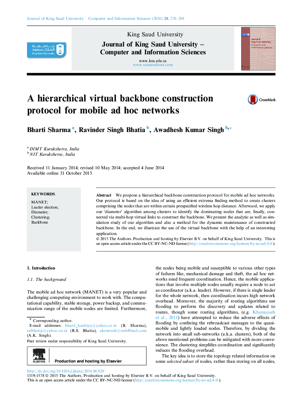 A hierarchical virtual backbone construction protocol for mobile ad hoc networks 