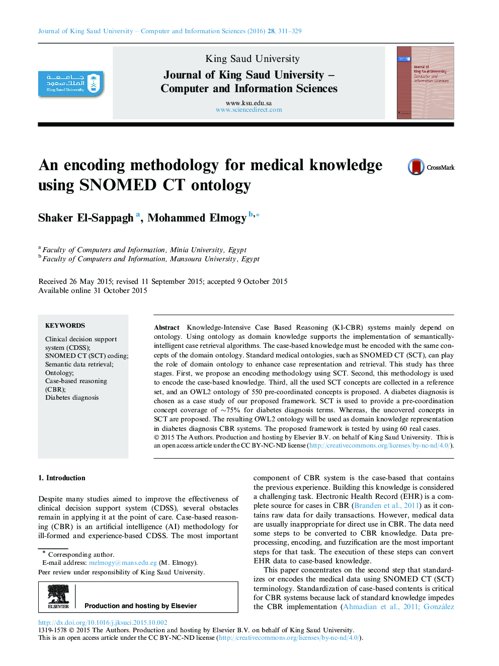 An encoding methodology for medical knowledge using SNOMED CT ontology 