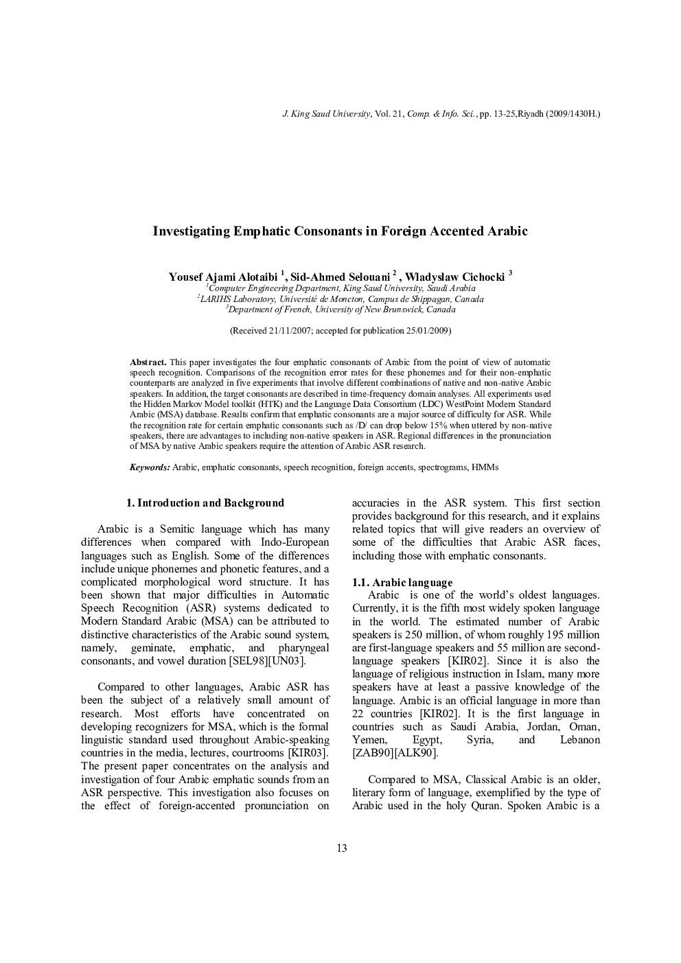 Investigating Emphatic Consonants in Foreign Accented Arabic