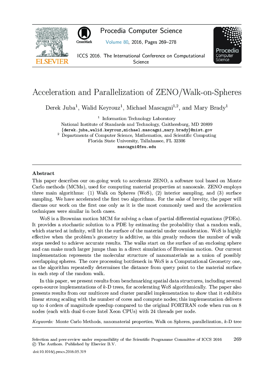Acceleration and Parallelization of ZENO/Walk-on-Spheres 