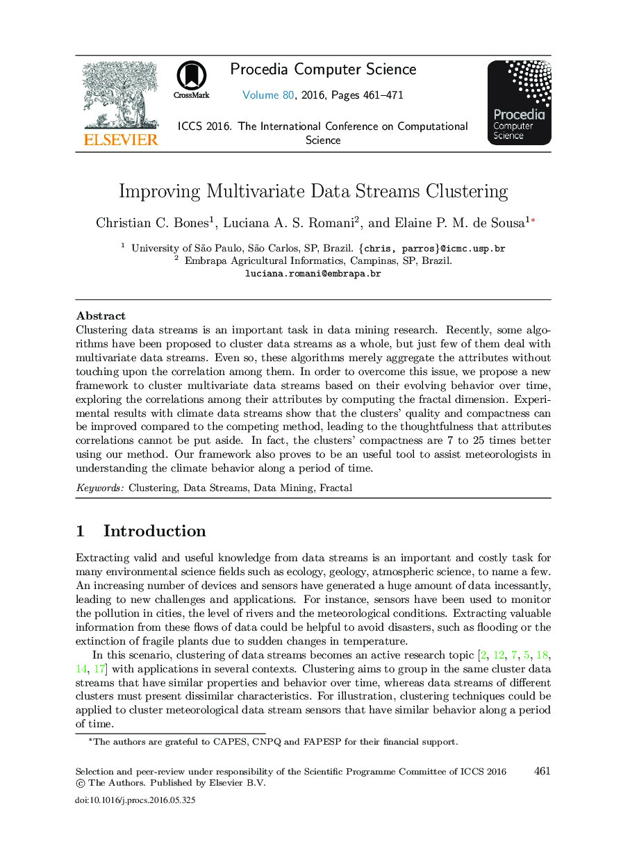 Improving Multivariate Data Streams Clustering 