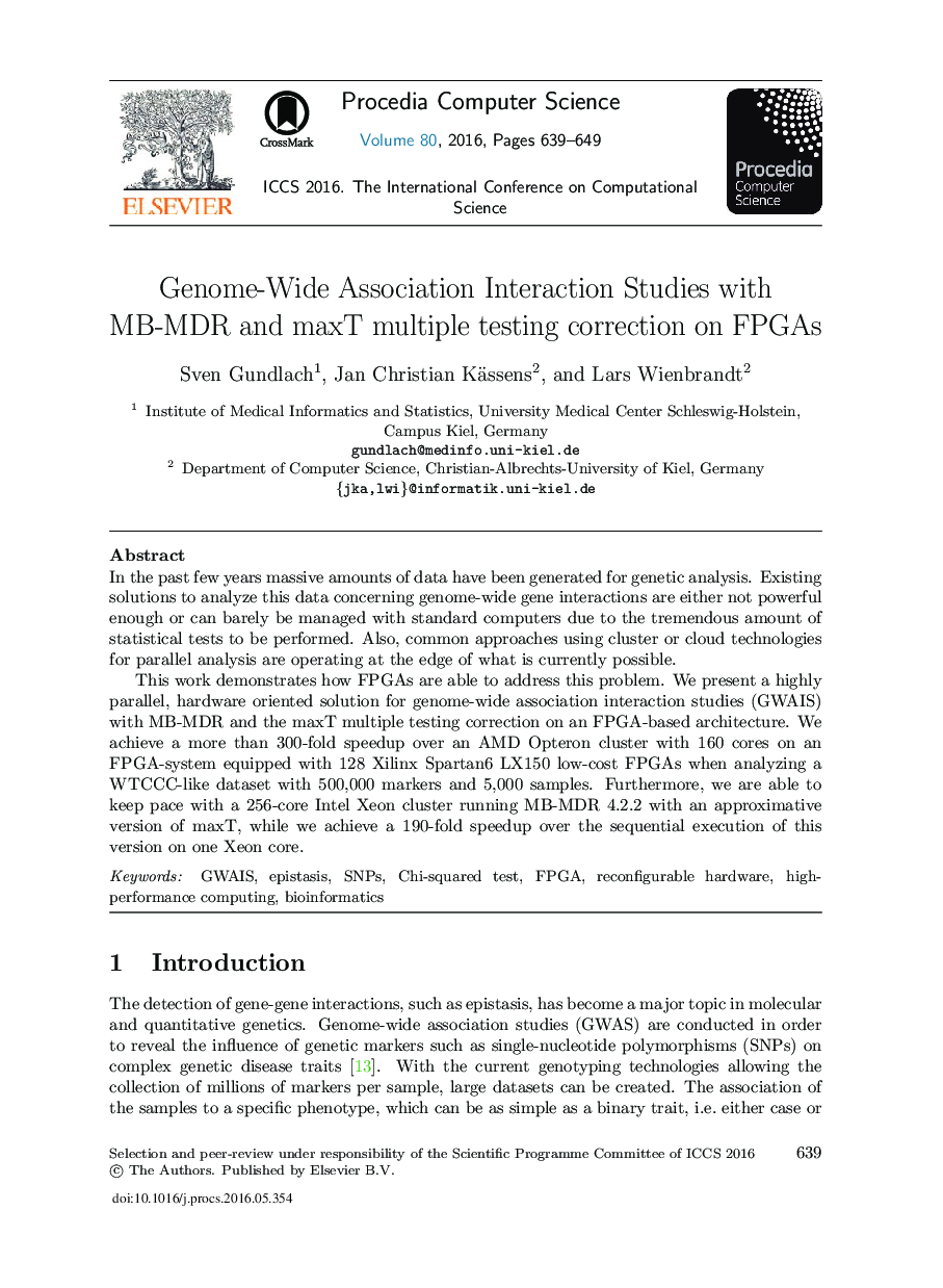 Genome-wide Association Interaction Studies with MB-MDR and maxT Multiple Testing Correction on FPGAs 