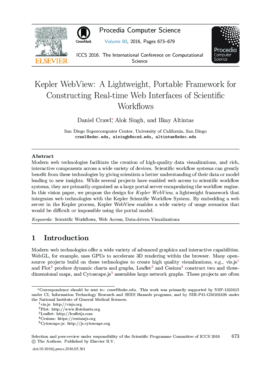 Kepler WebView: A Lightweight, Portable Framework for Constructing Real-time Web Interfaces of Scientific Workflows 