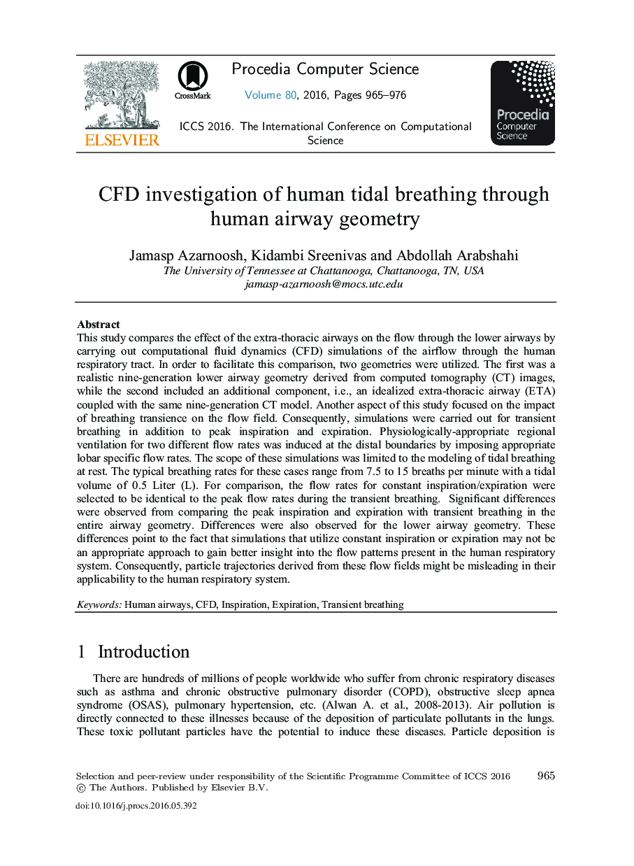 CFD Investigation of Human Tidal Breathing through Human Airway Geometry 