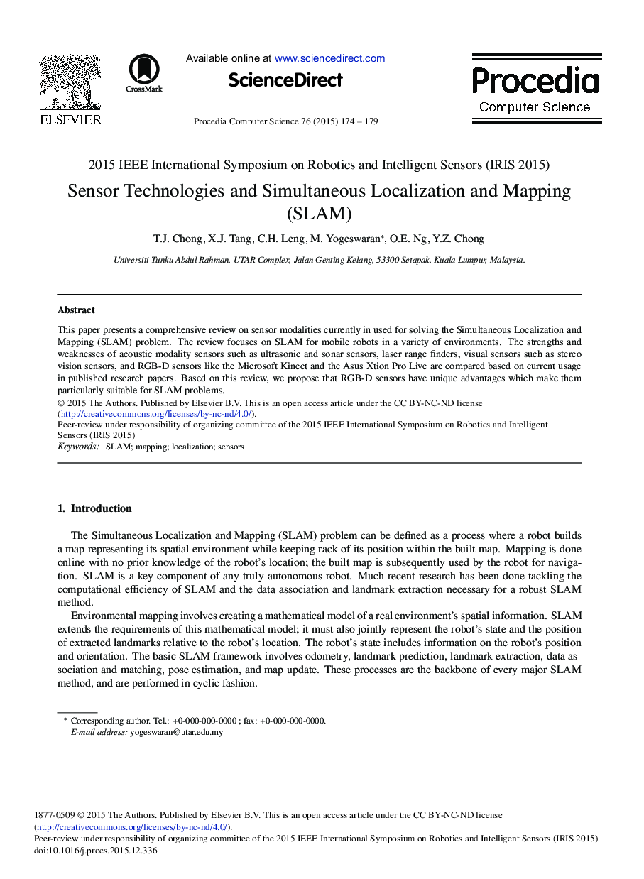 Sensor Technologies and Simultaneous Localization and Mapping (SLAM) 