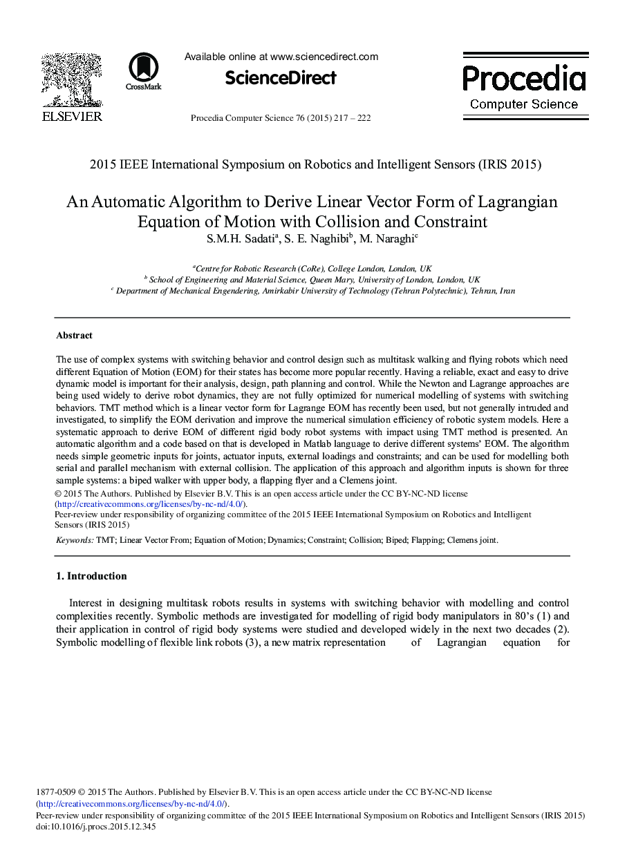 An Automatic Algorithm to Derive Linear Vector Form of Lagrangian Equation of Motion with Collision and Constraint 
