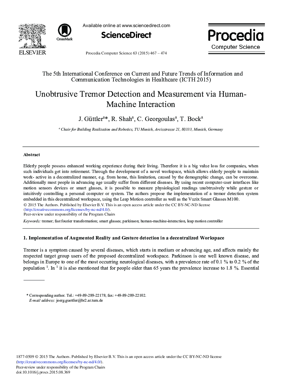 عکس صفحه اول مقاله: Unobtrusive Tremor Detection and Measurement via Human-Machine Interaction Unobtrusive Tremor Detection and Measurement via Human-Machine Interaction