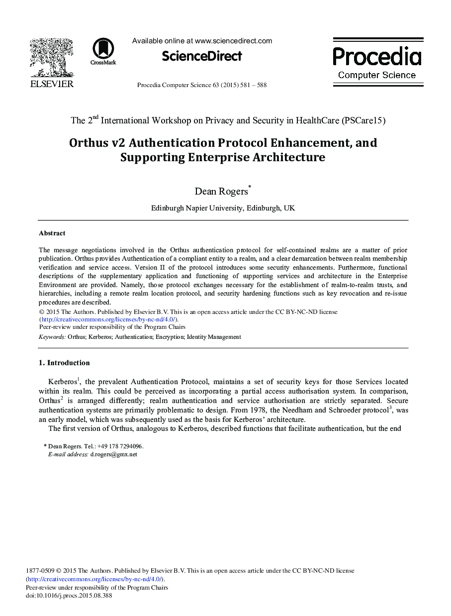 Orthus v2 Authentication Protocol Enhancement, and Supporting Enterprise Architecture 