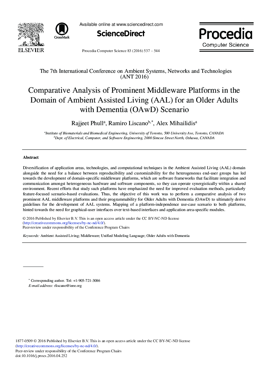 Comparative Analysis of Prominent Middleware Platforms in the Domain of Ambient Assisted Living (AAL) for an Older Adults with Dementia (OAwD) Scenario 