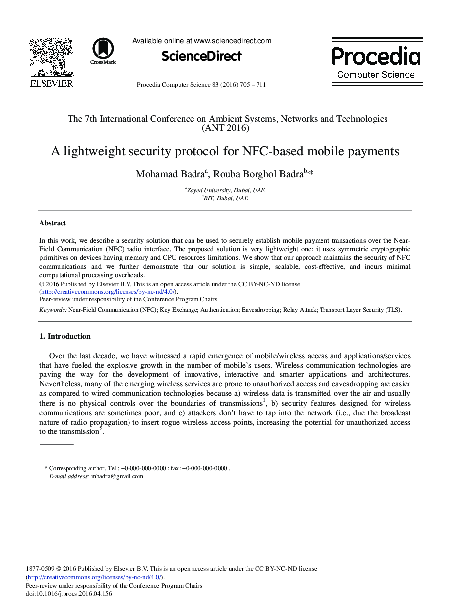 A Lightweight Security Protocol for NFC-based Mobile Payments 