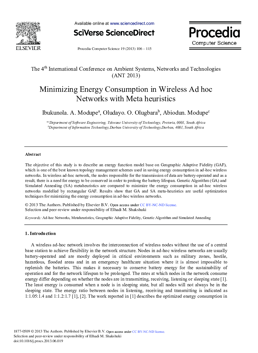 Minimizing Energy Consumption in Wireless Ad hoc Networks with Meta heuristics 