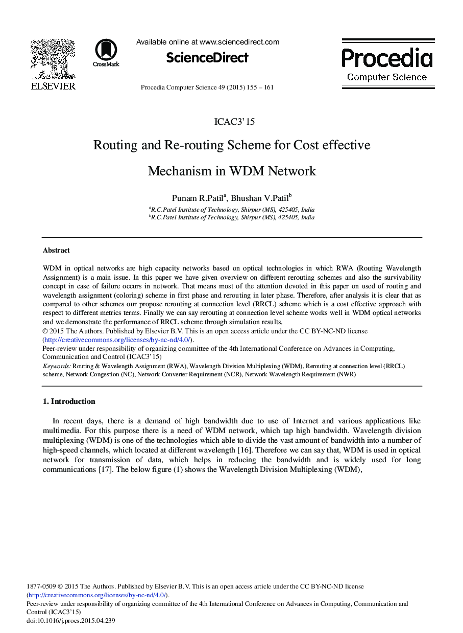 Routing and Re-routing Scheme for Cost Effective Mechanism in WDM Network 