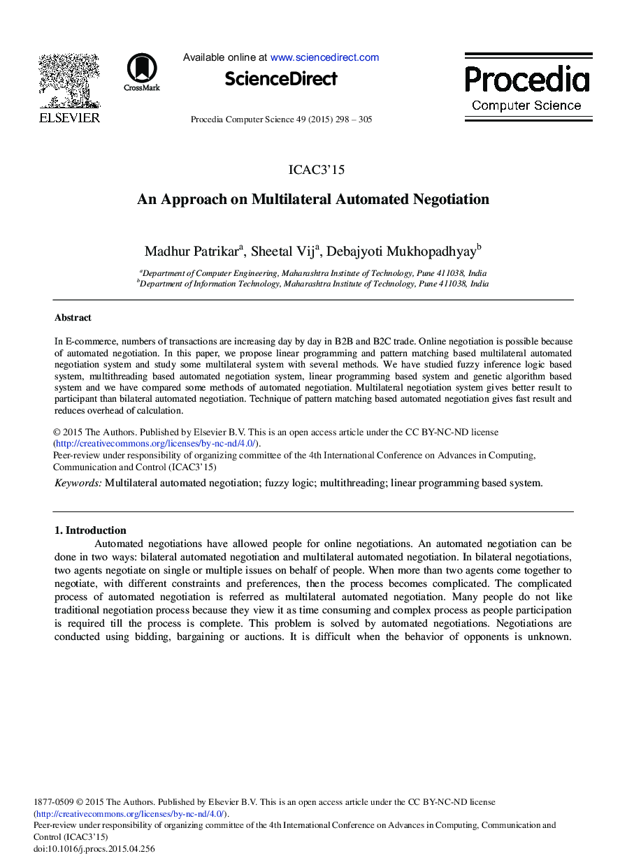 An Approach on Multilateral Automated Negotiation 